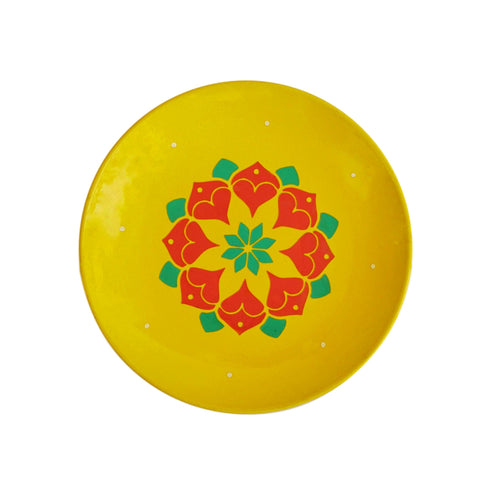 Wall Plate - Lotus Mandala - Neon yellow - Teal Blue- Baby Pink- Colorful mandala wall art - Spiritual Home Decor - House Warming Gift - Free Shipping India - Buy Online